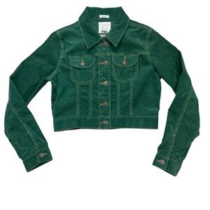 Vtg Y2K 2000s Old Navy Green corduroy cropped Jacket